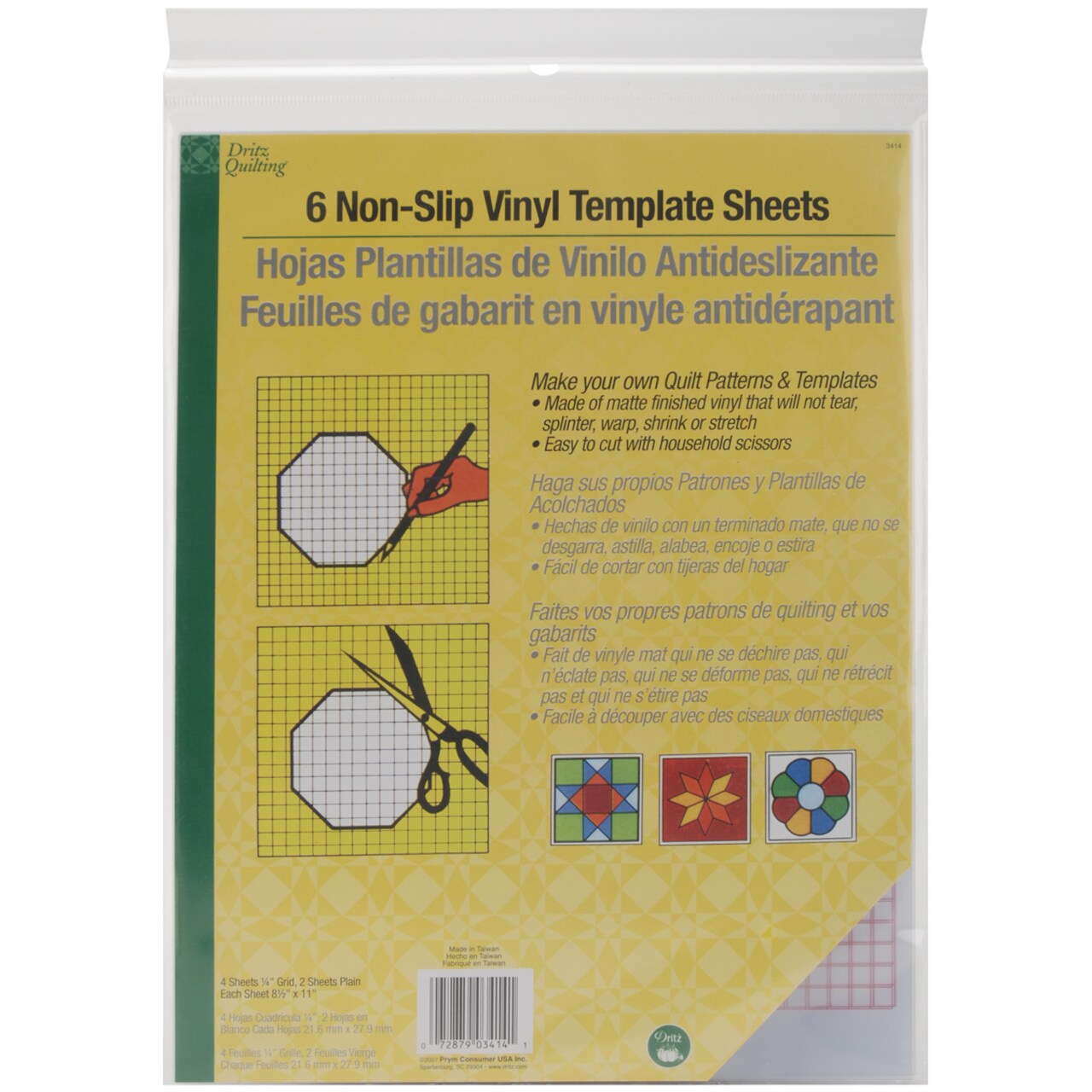 Dritz Quilting Non-Slip Vinyl Template Sheets 6/Pkg-8.5"X11"